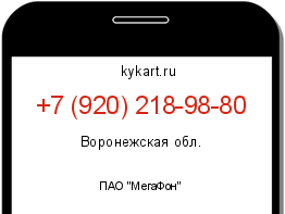 Информация о номере телефона +7 (920) 218-98-80: регион, оператор