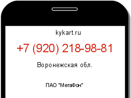 Информация о номере телефона +7 (920) 218-98-81: регион, оператор