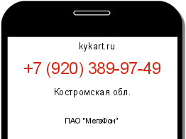Информация о номере телефона +7 (920) 389-97-49: регион, оператор