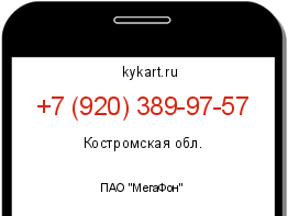 Информация о номере телефона +7 (920) 389-97-57: регион, оператор