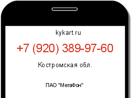 Информация о номере телефона +7 (920) 389-97-60: регион, оператор