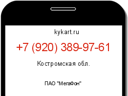 Информация о номере телефона +7 (920) 389-97-61: регион, оператор