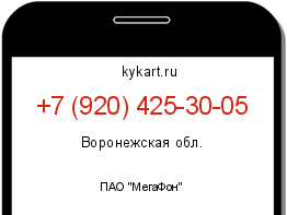 Информация о номере телефона +7 (920) 425-30-05: регион, оператор