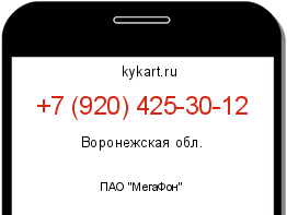 Информация о номере телефона +7 (920) 425-30-12: регион, оператор