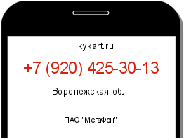Информация о номере телефона +7 (920) 425-30-13: регион, оператор