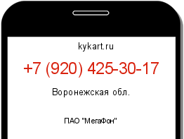 Информация о номере телефона +7 (920) 425-30-17: регион, оператор