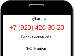 Информация о номере телефона +7 (920) 425-30-20: регион, оператор