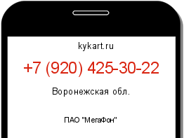 Информация о номере телефона +7 (920) 425-30-22: регион, оператор