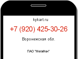 Информация о номере телефона +7 (920) 425-30-26: регион, оператор