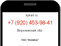 Информация о номере телефона +7 (920) 453-98-41: регион, оператор