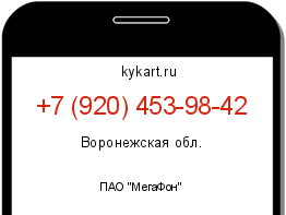 Информация о номере телефона +7 (920) 453-98-42: регион, оператор