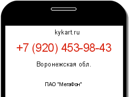 Информация о номере телефона +7 (920) 453-98-43: регион, оператор