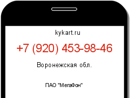 Информация о номере телефона +7 (920) 453-98-46: регион, оператор