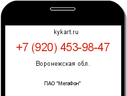 Информация о номере телефона +7 (920) 453-98-47: регион, оператор