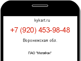Информация о номере телефона +7 (920) 453-98-48: регион, оператор