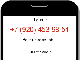 Информация о номере телефона +7 (920) 453-98-51: регион, оператор