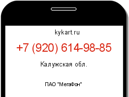 Информация о номере телефона +7 (920) 614-98-85: регион, оператор