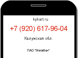 Информация о номере телефона +7 (920) 617-96-04: регион, оператор
