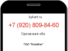 Информация о номере телефона +7 (920) 809-84-60: регион, оператор