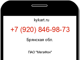 Информация о номере телефона +7 (920) 846-98-73: регион, оператор