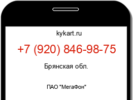 Информация о номере телефона +7 (920) 846-98-75: регион, оператор