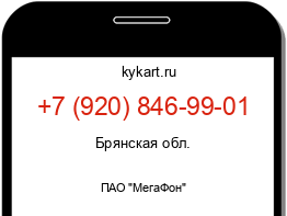 Информация о номере телефона +7 (920) 846-99-01: регион, оператор