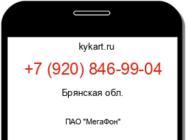 Информация о номере телефона +7 (920) 846-99-04: регион, оператор