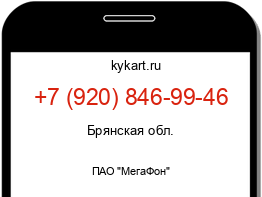 Информация о номере телефона +7 (920) 846-99-46: регион, оператор