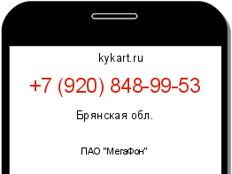 Информация о номере телефона +7 (920) 848-99-53: регион, оператор