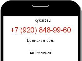 Информация о номере телефона +7 (920) 848-99-60: регион, оператор