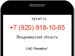 Информация о номере телефона +7 (920) 918-10-65: регион, оператор
