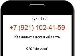 Информация о номере телефона +7 (921) 102-41-59: регион, оператор