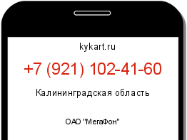 Информация о номере телефона +7 (921) 102-41-60: регион, оператор