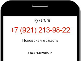 Информация о номере телефона +7 (921) 213-98-22: регион, оператор