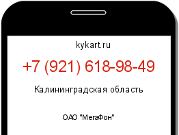 Информация о номере телефона +7 (921) 618-98-49: регион, оператор