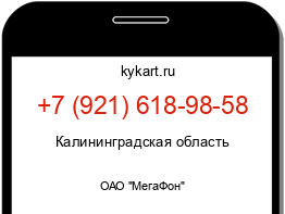 Информация о номере телефона +7 (921) 618-98-58: регион, оператор