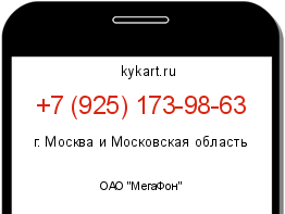 Информация о номере телефона +7 (925) 173-98-63: регион, оператор