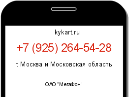 Информация о номере телефона +7 (925) 264-54-28: регион, оператор