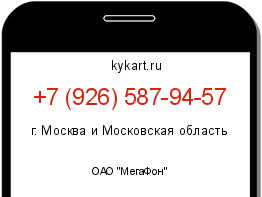 Информация о номере телефона +7 (926) 587-94-57: регион, оператор