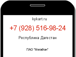 Информация о номере телефона +7 (928) 516-98-24: регион, оператор