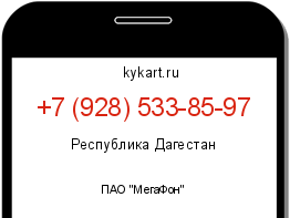 Информация о номере телефона +7 (928) 533-85-97: регион, оператор