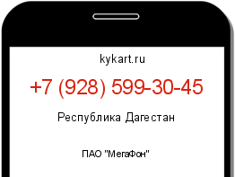 Информация о номере телефона +7 (928) 599-30-45: регион, оператор