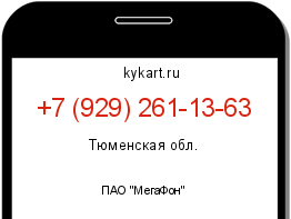 Информация о номере телефона +7 (929) 261-13-63: регион, оператор