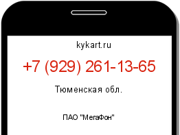 Информация о номере телефона +7 (929) 261-13-65: регион, оператор