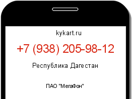 Информация о номере телефона +7 (938) 205-98-12: регион, оператор