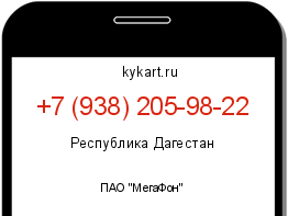 Информация о номере телефона +7 (938) 205-98-22: регион, оператор