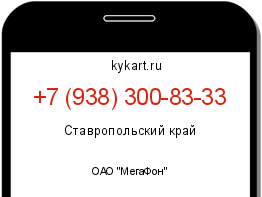 Информация о номере телефона +7 (938) 300-83-33: регион, оператор