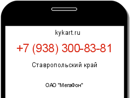 Информация о номере телефона +7 (938) 300-83-81: регион, оператор