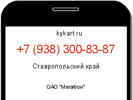 Информация о номере телефона +7 (938) 300-83-87: регион, оператор