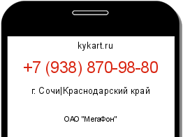 Информация о номере телефона +7 (938) 870-98-80: регион, оператор